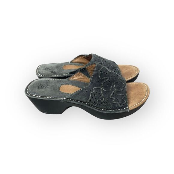 ARIAT Women’s Soft Leather Floral Slide Sandals Size 9.5 - Picture 3 of 7